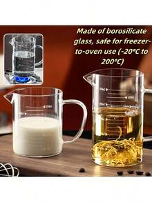 High Borosilicate Glass Measuring Cup With Non-Slip Handle And V-Shaped Spout - Heat Resistant, Microwave, Shatter-Resistant - Clear Glass With Milliliter Markings - Suitable For Baking, Cooking, Laboratory, Serving - Single Pack (Available In - Multicolor - View 4