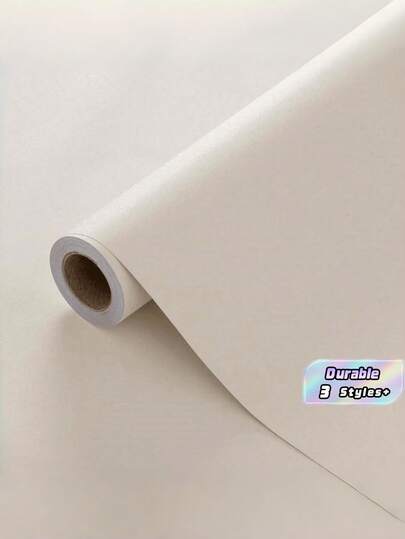 1 Roll Frosted Texture Beige Wallpaper Self Adhesive Removable Peel And Stick Wall Decor For Background Wall Porch Cabinet Desk Bedside Table Renovation Home Room Living Room