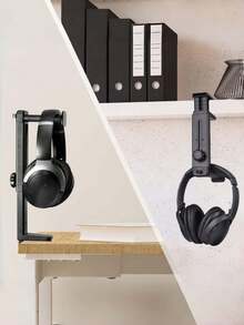 1 cái giá đỡ tai nghe 2 trong 1 kẹp xoay điều chỉnh được độ cao, chịu lực tốt, có khe quản lý dây cáp, đế chống trượt, tiết kiệm diện tích bàn làm việc, phù hợp với hầu hết các loại tai nghe cho chơi game, tại nhà, văn phòng, studio, streamer, gamer, trạm làm việc - màu đen - Xem 5