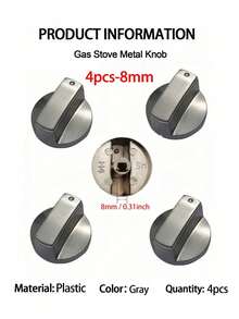 4 Buah Tombol Kompor Gas 6MM/8MM Warna Perak, Tombol Kompor Gas Universal, Tombol Kompor Gas Logam untuk Kompor Dapur, Kompor Gas, Oven, dan Kompor Tanam - Perak - View 14