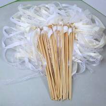 50pcs White Ribbon Magic Wands, Fairy Wands WithLace, Rotating Ribbons, Golden/Silver Bells, Party CheeringProps, Wedding, Christmas Gifts - White - View 11