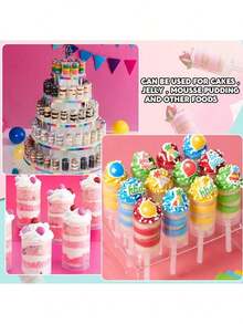 10pcs/20pcs Plastic Cake Push Pop Containers With Lids, Reusable Round Shape Push Up Cake Shooter Clear Cake Holders For Ice Cream Baking Molding - Clear - View 9
