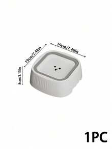 PETSIN 1PC Floating Anti-Wet Mouth Pet Water Bowl / Thick Matte Hard PP Plastic Vertical Strip Outer Shell Cute Bear Face Floating Plate Multi Pastel Contrast Color Ring Square Rounded Basin Stable Anti-Slip Base - 1L - View 12