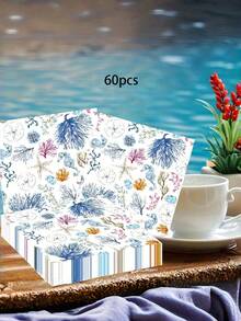 20/40/60/100 PCS Disposable Beach Themed Beverage Napkin Set Perfect For Summer Pool Parties Bathroom Decoration Hand Towel Alternative Decorative Ocean Print Also Great For Halloween Christmas Holiday Season Festive Events - View 8