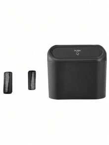 1PC Multifunctional Hanging Car Trash Can With Lid, Waterproof Leakproof Auto Garbage Bin, Dual-Use Storage Organizer For Car Door Cup Holder Office Desktop Small Waste Container, Comes With 2 Rolls Of Small Garbage Bags - Black - View 13