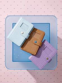 Joivida 1‑Pack Mini 6‑Hole Loose‑Leaf Notebook, Cute Heart Polka‑Dot Printed PU Leather Journal, Photo Window & Snap Button Closure, Exquisite Stitching Pocket Planner, Practical Compact Dairy For School Office Travel Daily Holiday Party Home Use - multicolor - View 4