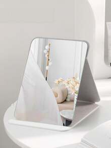 Portable Folding Tabletop Makeup Mirror, Black & White Vanity Mirror With Clear Mirror Surface, Compact Cosmetic Mirror For Bathroom Household Daily Use - Multicolor - View 2