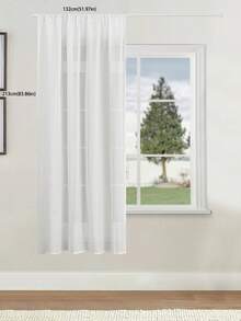 Cirelle 1 Panel White Sheer Curtain, Semi-Transparent Light Filtering Voile Window Drape, Elegant Rod Pocket Curtain For Living Room, Bedroom & Patio Doors - White - View 8
