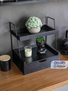 1PC Compact Solid Wood Multifunctional Desk Drawer Organizer Rack With Non Slip Base Scratch Proof Easy Clean Natural Wood Grain Shelf Storage For Kitchen Countertop Office Desktop Home Tidy Holder Stationery Utensils Accessories Small Tools - Multicolor - View 1