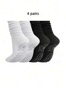 4 Pairs Women's Slouchy Yoga Socks, Suitable For Sports Pilates Socks, Outdoor Couple Gift Socks - Multicolor - View 6