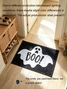 Halloween Imitation Cashmere Doormat, Wear-Resistant Entryway Floor Mat, Easy Care Decorative Rug For Living Room - A - View 2