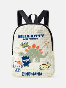 HELLO KITTY AND FRIENDS | SHEIN 米白色格紋絎縫恐龍卡通印花輕量學生一日背包 - 卡通 - 查看 1