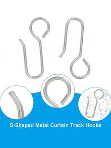 10/20/40/60/100pcs Metal Curtain Track Hooks - S-Shape Small Drape Hooks, Pin Hooks, Roller Gliders For Ceiling Mount Track, Curtain & Shower Rod, Home Bathroom Decor, Fall Decor, Back To School, Ceiling Hangers - Silver - View 2