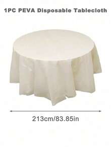 1pc 84 Inch Multicoloured Solid Color Plastic Round Disposable Tablecloth, Round Table Cover Perfect For Birthday Wedding Holiday 2025 New Year Party Home Table Decor, Wipe Covers Diameter 213cm Tablecloth, Valentine's Day Decorative Tablecloth - Multicolor - View 26