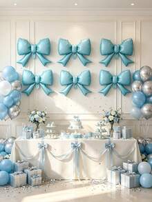 The Bow-Tie Aluminum-Foil Balloon Set Is Suitable For Birthday Parties, Engagement Ceremonies, Girl-Themed Banquets, And Interior Decoration Of Shops. - 6 22-inch bows. - View 7