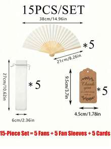 3/15/30/60Pcs Blank White Paper Hand Fan Set, Bamboo Ribs Folding Hand Fans With Organza Gift Bags & Thank You Tags, DIY Blank Foldable Paper Fans For Wedding Party Favors, Bridal Shower, Summer Outdoor Events, Guest Souvenirs, Painting & Craft Decor - multicolor - View 14