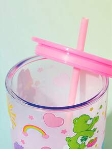 SHEIN X Care Bears Gelas Laser Cool Berdasar Datar 24 Oz/700 Ml, - Berwarna merah muda - View 4