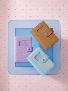 Joivida 1‑Pack Mini 6‑Hole Loose‑Leaf Notebook, Cute Heart Polka‑Dot Printed PU Leather Journal, Photo Window & Snap Button Closure, Exquisite Stitching Pocket Planner, Practical Compact Dairy For School Office Travel Daily Holiday Party Home Use - multicolor - View 3