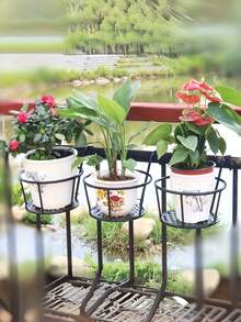 3 PCS Sturdy Durable Rustproof Space Saving Decorative Hanging Plant Pot Holders With Hooks For Fence Railing Balcony Patio Outdoor Garden Wall Mounted Succulent Greenery Plant Display Holder - multicolor - View 8