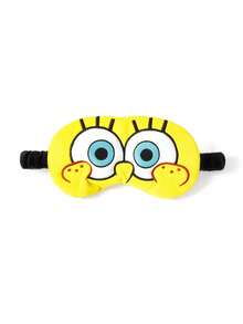 SpongeBob SquarePants | SHEIN 1件卡通刺繡眼罩，可愛立體設計，柔軟毛絨材質，強效遮光，適合旅行、辦公室午睡 - 黃色 - 查看 7