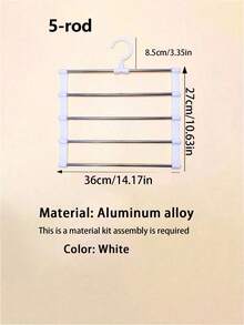 Multi-Layer Multi-Function Pants Hanger - Space-Saving Foldable Design For Effective Closet Organization, Plastic Organizer For Jeans, Leggings And Casual Pants, Non-Slip Home Pants Rack, Ideal For Valentine's Day, Mother's Day, Dorm Room - White - View 8