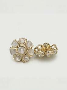 1 Pack 10 Pieces Premium Flower‑Shaped Metal Buttons Colorful Rhinestone Inlaid Fasteners For Tweed Suit Overcoat Fur Clothing Diy Sewing Accessories - 10pcs - View 12