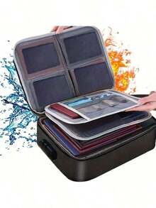 1-Piece Black File Organizer Bag, Multi-Layered With Large Capacity, 2/3 Layer Storage Boxes With Lock, Waterproof Zipper, Portable Travel And Home Storage Bag, Suitable For Files, Laptops, Certificates, Back To School Supplies - Black - View 13
