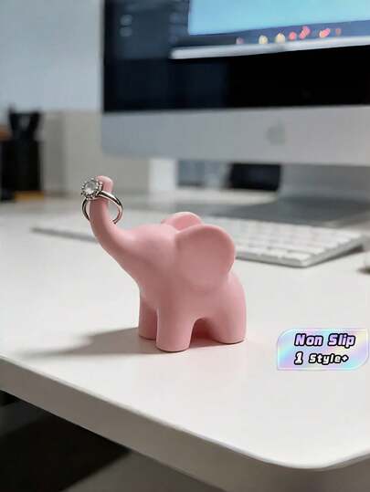 1PC Small Compact 3D Printed Plastic Durable Lightweight Non Slip Scratch Resistant Easy Clean Pink Elephant Figurine Statue Ornament For Wedding Engagement Anniversary Home Desk Office Shelf Decoration Housewarming Birthday Valentine