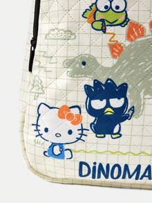 HELLO KITTY AND FRIENDS | SHEIN 米白色格紋絎縫恐龍卡通印花輕量學生一日背包 - 卡通 - 查看 3