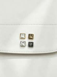 1 Pack 10 Pieces Square Crystal Rhinestone Buttons Versatile Decorative Fasteners For Shirt Chiffon Top Sweater Cardigan Men Women Clothing Sewing Accessories - 10pcs - View 9