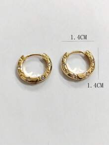 NobleVue One Pair Golden Crystal Hoop Earring Jewelry For Women - Gold - View 3