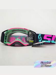 Pair Of Motorcycle Goggles, European Off-Road Driving Goggles, Snow Goggles, Protective Goggles For Downhill Skiing, One Piece - Multicolor - View 3