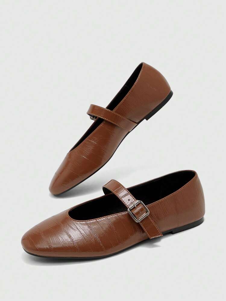 CUCCOO BIZCHIC Women's Fashion Commuter Versatile Casual Mary Jane Flat Shoes For Christmas Spring Shoes Fall Shoes - dark brown - View 3