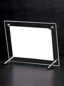 1-Pc A4 Size Clear Acrylic Double-Sided T-Shaped Table Stand, Adhesive Sign Holder For Conference, Desktop, Certificate, Poster Display, Rectangle Photo Frame, Ideal Desk Decor Gift For Birthday And Graduation. - Clear - View 4