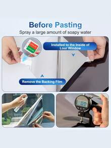 1 Roll One Way Clear Window Film Privacy: Heat Reflective Mirror Window Film For Glass Windows Daytime Anti Glare With Adhesive, UV Window Tint Film Sun Blocker For Home Office - Silver - View 4