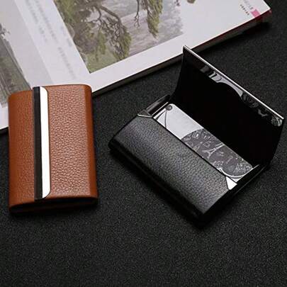 Fashion PU Leather Business Card Holder With Unisex Design. Wear-Resistant Soft Material Protects Cards From Scratches And Bending. Compact Portable Size, Ideal For Storing Visiting Cards And Small Cards In Workplace, Commuting And Business Occasions