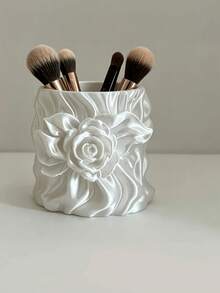 1PC Large Capacity Durable Plastic Non Slip Waterproof Easy Clean Multifunctional Makeup Brush Storage Tube Desktop Beauty Tool Box Vanity Organizer Pen Holder Pencil Cup Cosmetic Brush Container For Bathroom Bedroom Office Desk Home - Multicolor - View 3