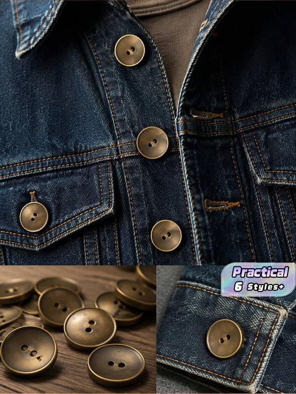 Botones de metal de 4 agujeros de bronce antiguo vintage, botones decorativos de uso múltiple para ropa, jeans, camisas, abrigos, trajes & pantalones, suministros de costura