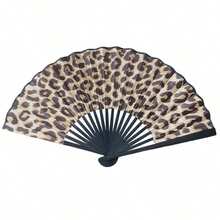 1PC One Size Leopard Print Folding Hand Fan With Black Frame, Lightweight Portable Princess-Themed Fan, Made Of Durable Paper, Elegant Pattern, For Women Girls, Ideal For Party, Wedding, Prom, Daily Use, Summer, Travel, And As A Stylish Gift. - multicolor - View 8