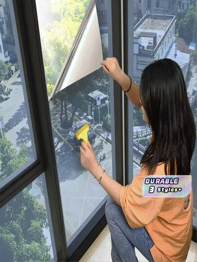 One Way Privacy Window Film, Daytime Mirror Reflective Heat Control UV Sun Blocking Vinyl, Self-Adhesive Window Tint For Home Office, Static Cling Glass Sticker, Easy Install Removable Window Covering