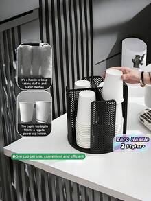Elegant Desktop Disposable Cup Dispenser, Countertop Coffee Tea Cup Storage Display Organizer - Multicolor - View 1