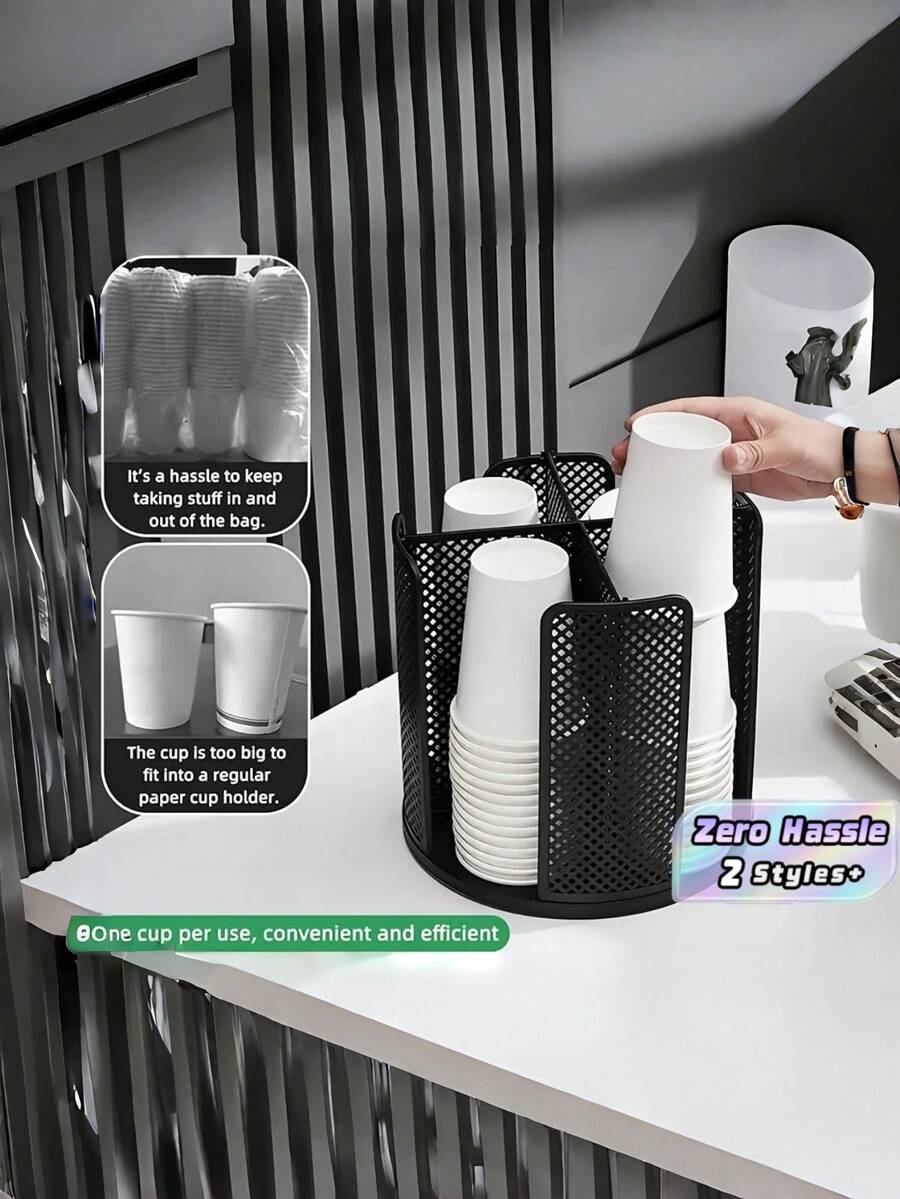 Elegant Desktop Disposable Cup Dispenser, Countertop Coffee Tea Cup Storage Display Organizer - Multicolor - View 1