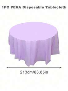 1pc 84 Inch Multicoloured Solid Color Plastic Round Disposable Tablecloth, Round Table Cover Perfect For Birthday Wedding Holiday 2025 New Year Party Home Table Decor, Wipe Covers Diameter 213cm Tablecloth, Valentine's Day Decorative Tablecloth - Multicolor - View 30