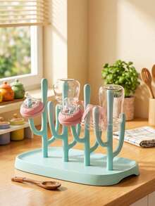 SHEIN Baby Cup Drying Rack | For Baby Bottles, Nipples And Water Cups. Facilitates Water Drainage. Bottles And Nipples Not Included. - Blue - View 10