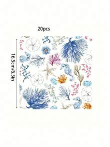 20/40/60/100 PCS Disposable Beach Themed Beverage Napkin Set Perfect For Summer Pool Parties Bathroom Decoration Hand Towel Alternative Decorative Ocean Print Also Great For Halloween Christmas Holiday Season Festive Events - View 7