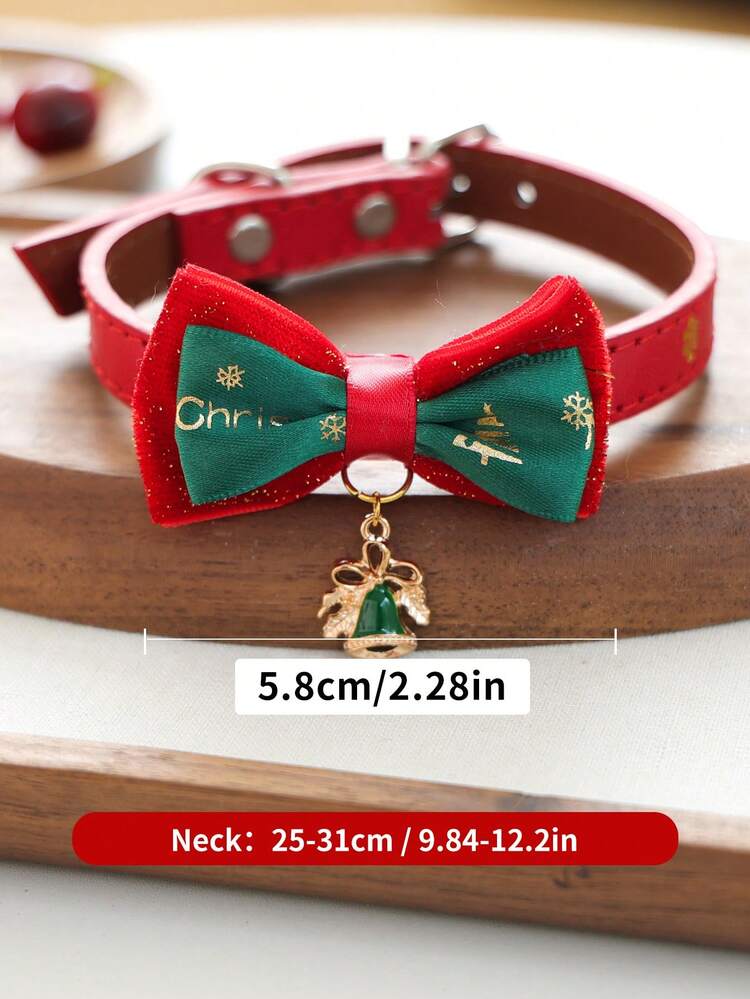PETSIN 1件裝貓狗通用節日風領飾，聖誕寵物蝴蝶結項圈，可調節貓狗項圈，聖誕老人聖誕樹雪花吊墜，節日派對小型寵物裝飾配件 - 彩色 - 查看 10