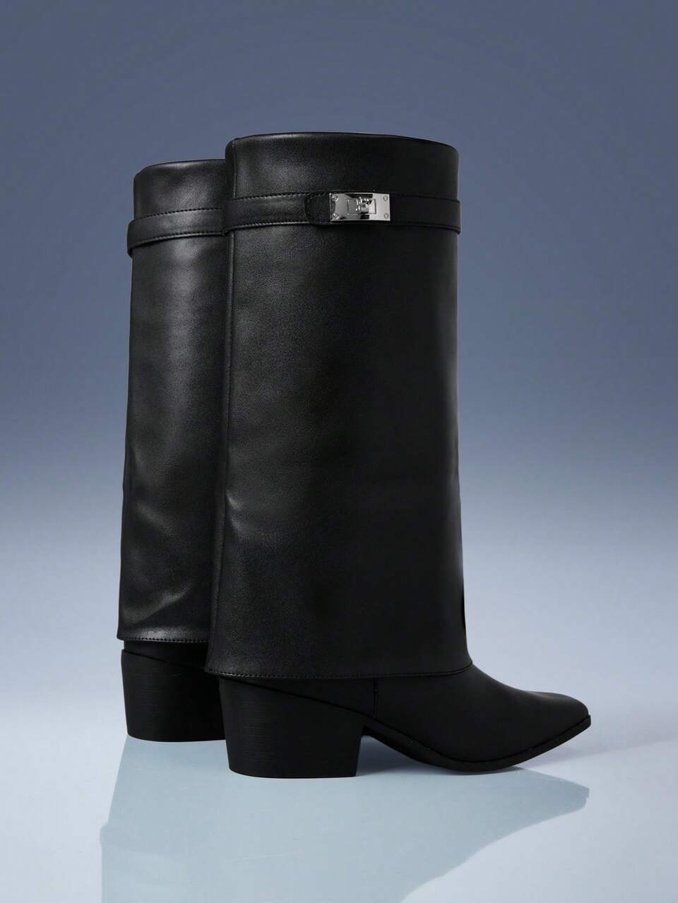 CUCCOO GRLICON 2026 New Thick Heel High Tube Elastic Slip-On Women's Boots Fashionable Natural Wrinkled Western Boots Fall Boots