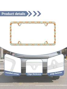 1PC Vintage Fan Shape Printed Aluminum License Plate Frame Rustproof Waterproof Weather Resistant Fade Resistant Durable Car Exterior Accessories Universal Fit US Standard Auto Tag Holder With Screws Kit Decorative Frame For Vehicle SUV Truck - A - View 5