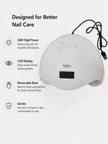 Teckwe Professional Nail Drying Lamp With LCD Display, Automatic Shut-Off Function, Compact Nail Tools, Intelligent Automatic Sensing, Suitable For Beginners And Professionals. - White - View 4