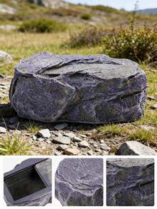 1pc Realistic Stone Fake Rock Key Hide Box, Outdoor Resin Stone Hidden Key Storage Container, Safe Backup Key Sunproof Decor For Garden Yard - Section A - View 4